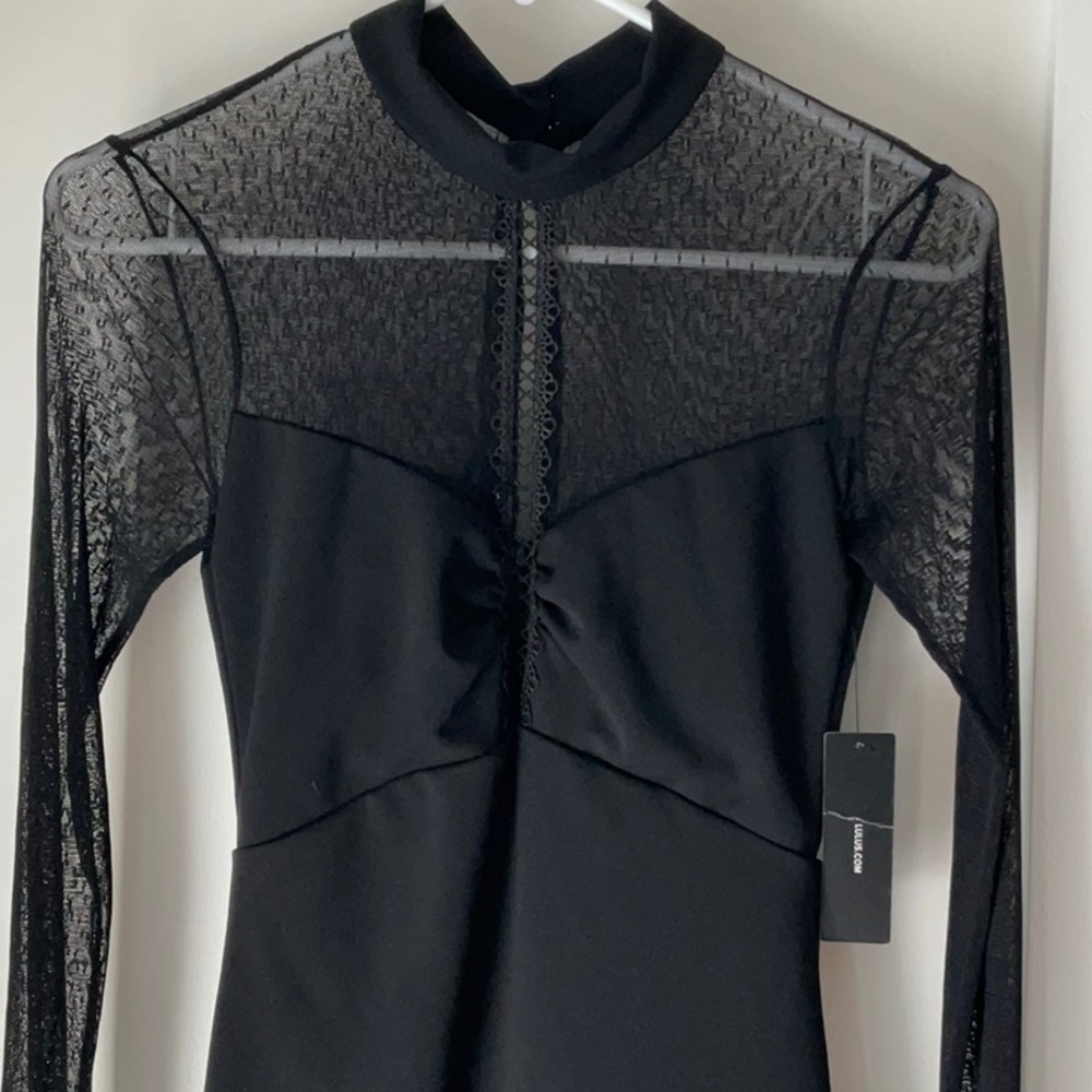 Lulu's Black Sheer Long Sleeve Dress size XS - Picture 8 of 9